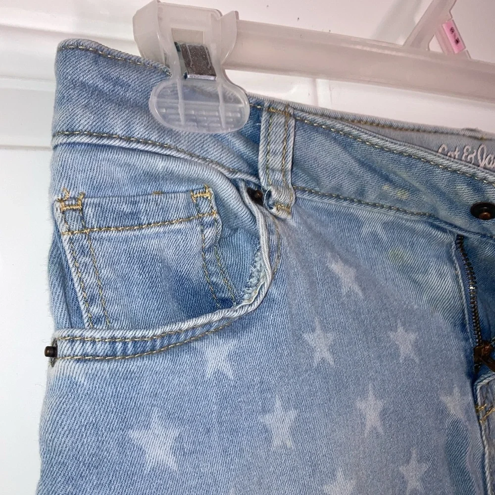 CAT and JACK Blue Stars and Stripes Stretch Denim Jean Shorts Girls XL 14 16